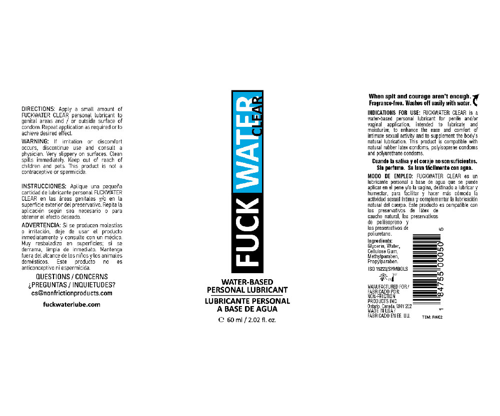 fuck water clear 2oz water based lubricant