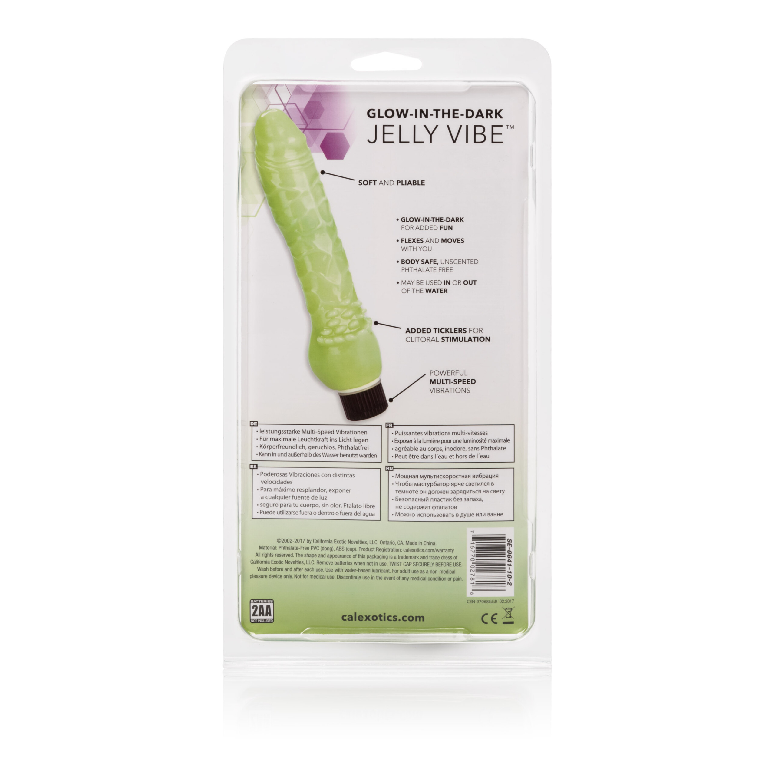 glow in the dark jelly penis vibe 7 inches green