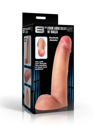 8" cock lock dildo with balls light 8" cock lock dildo with balls light