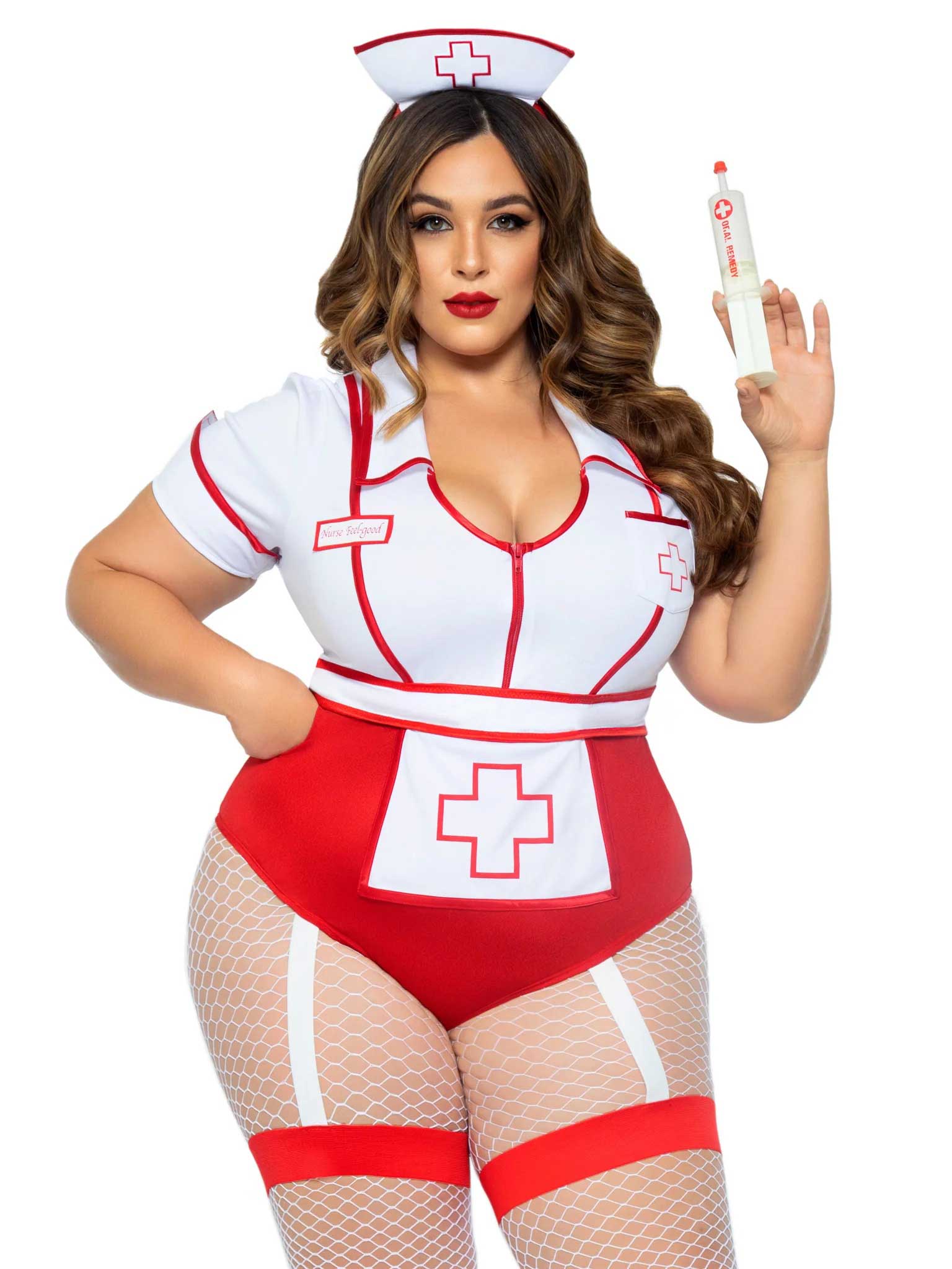 plus nurse feelgood sexy costume 1x/2x white / red