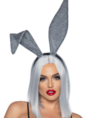 glitter bunny ear headband silver