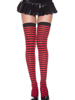 striped thigh hi one size red / black striped thigh hi one size red / black