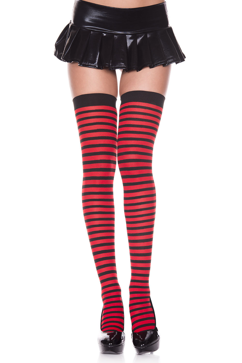 striped thigh hi one size red / black striped thigh hi one size red / black