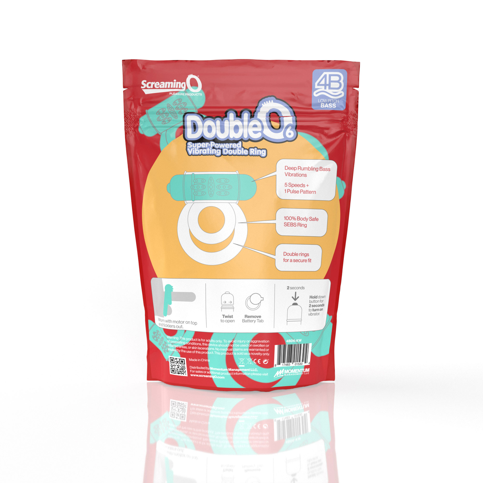 screaming o 4b double o super powered vibrating double ring kiwi