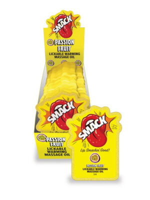 smack lickable massage oil, 3ml pouch display 36pc passion fruit