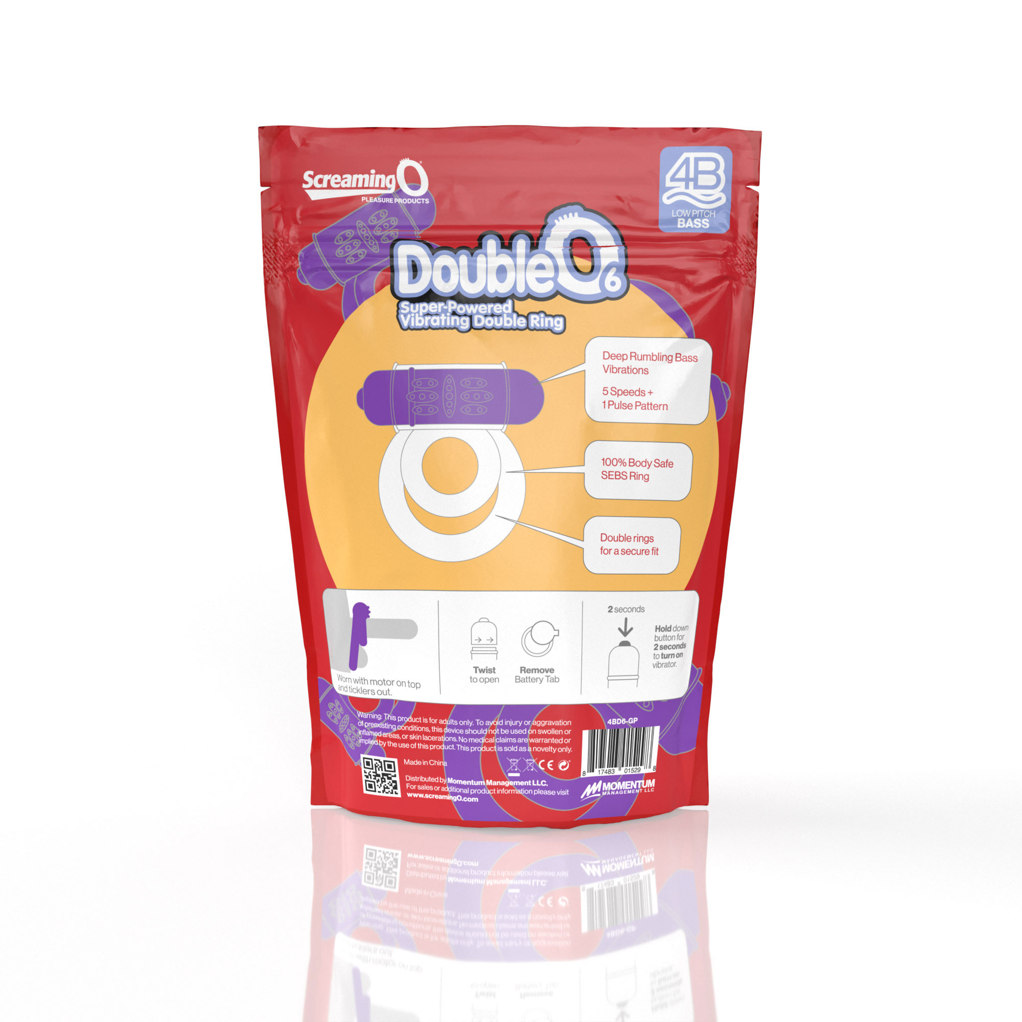 screaming o 4b double o super powered vibrating double ring grape