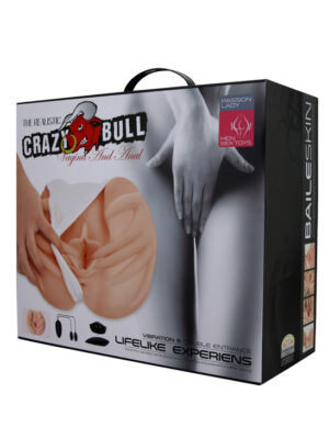 crazy bull the realistic skin like texture vagina and anal masturbator vibration and double entrance
