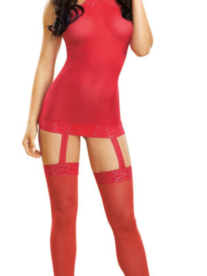 sheer garter dress one size red