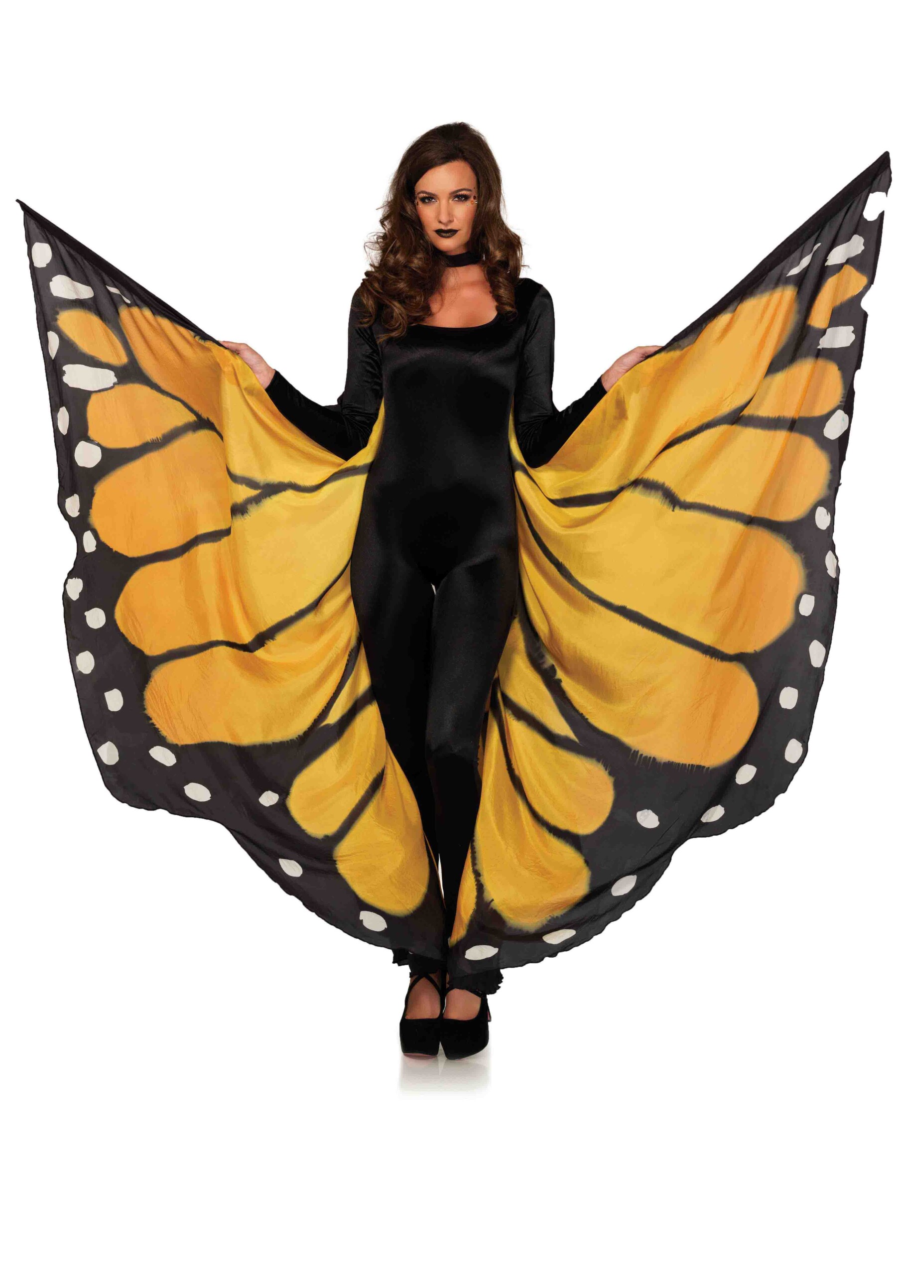 festival butterfly wing halter cape orange/ one size black