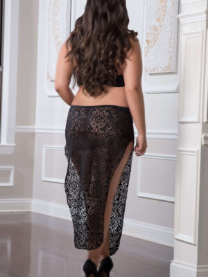 2 pc. shoulder baring laced night dress black queen size 2 pc. shoulder baring laced night dress black queen size