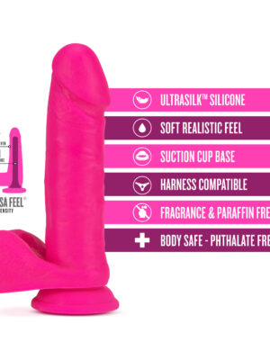 neo elite 8 inch silicone dual density cock with balls neon pink