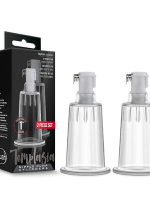 temptasia nipple pumping cylinders set of 2 (1 inch diameter) clear