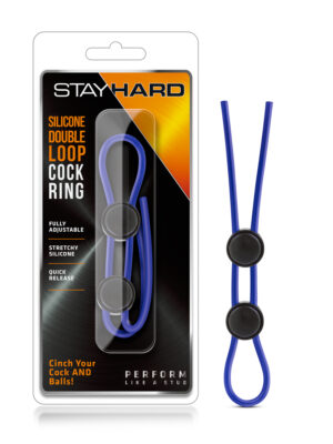 stay hard silicone double loop cock ring blue
