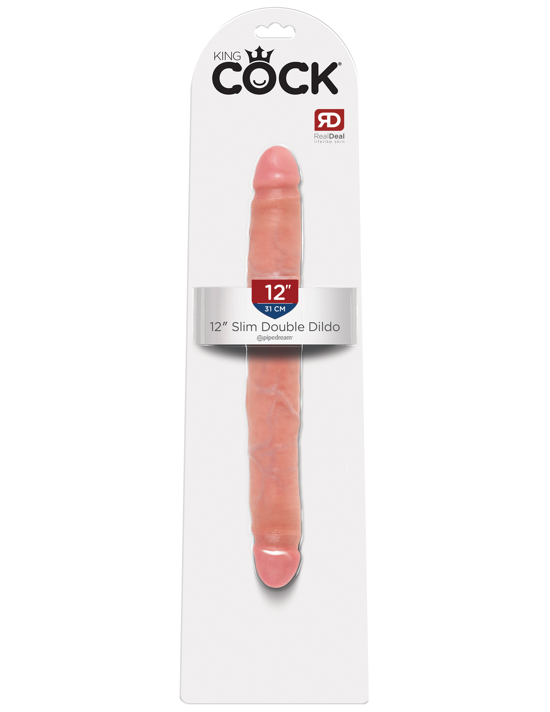 king cock 12 inch slim double dildo flesh