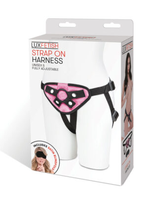 pink velvet strap on harness