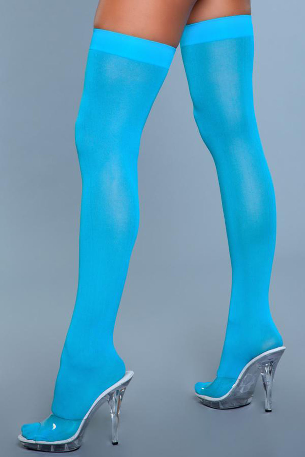opaque nylon thigh highs turquoise one size opaque nylon thigh highs turquoise one size
