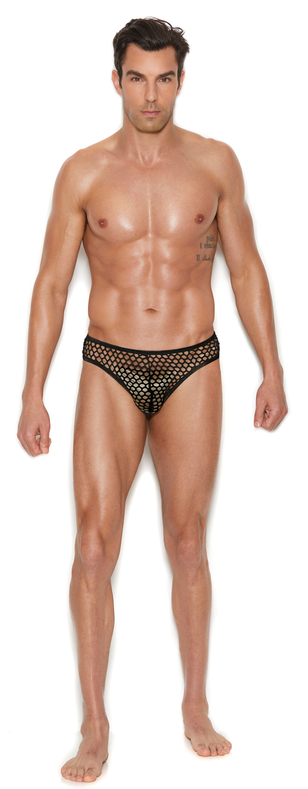 men's fishnet thong back brief large/xlarge black