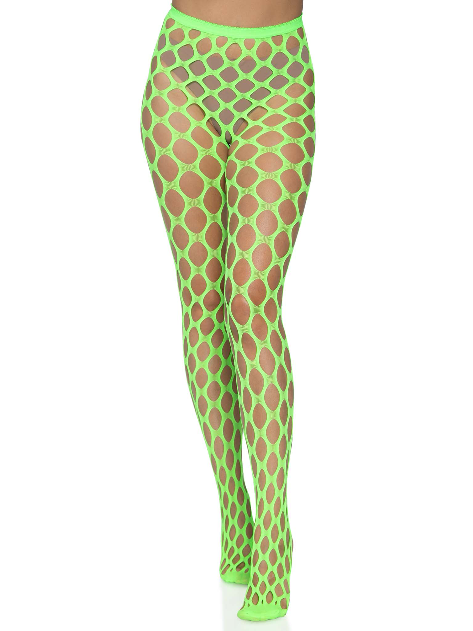 jumbo pothole net tights neon green one size