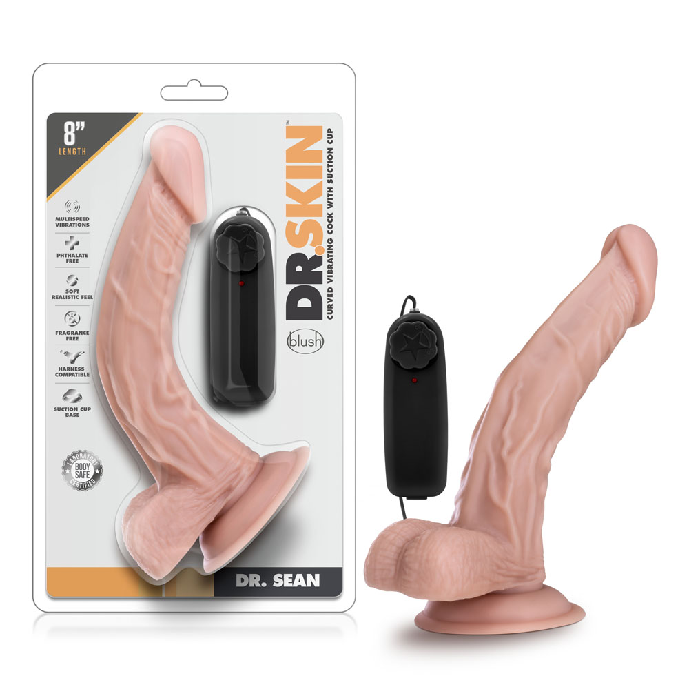 dr. skin dr. sean 8 inch vibrating cock with suction cup vanilla