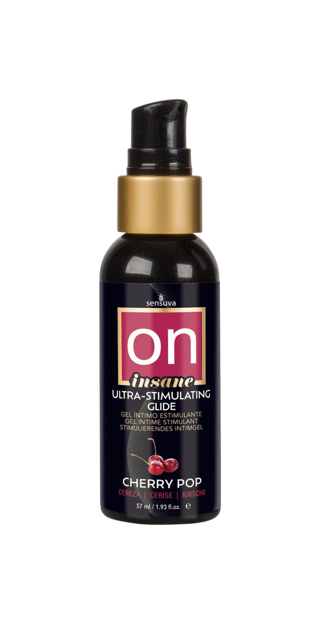 on insane ultra stimulating glide cherry pop 2oz 57ml bottle