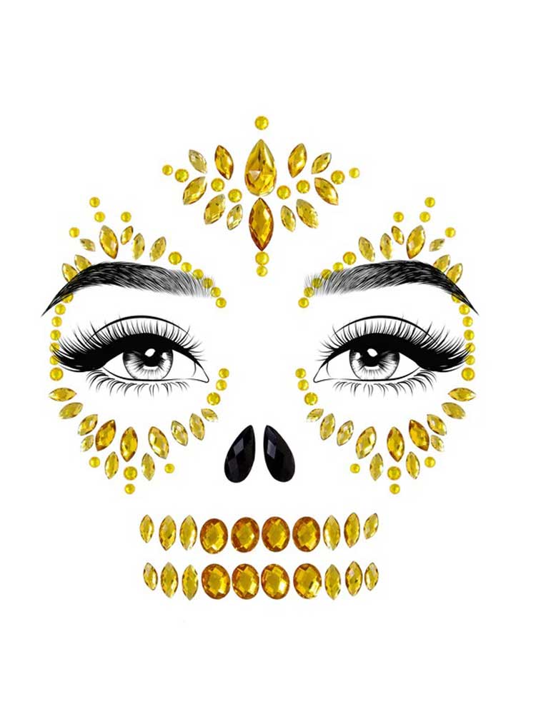 sugar skull adhesive face jewels sticker gold sugar skull adhesive face jewels sticker gold