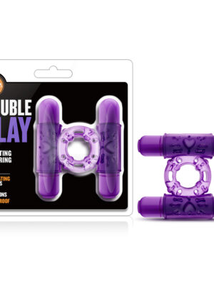 play with me double play dual vibrating cock ring purple