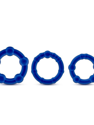 stay hard beaded cock rings 3 pack blue