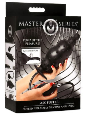 ass puffer nubbed inflatable silicone anal plug black