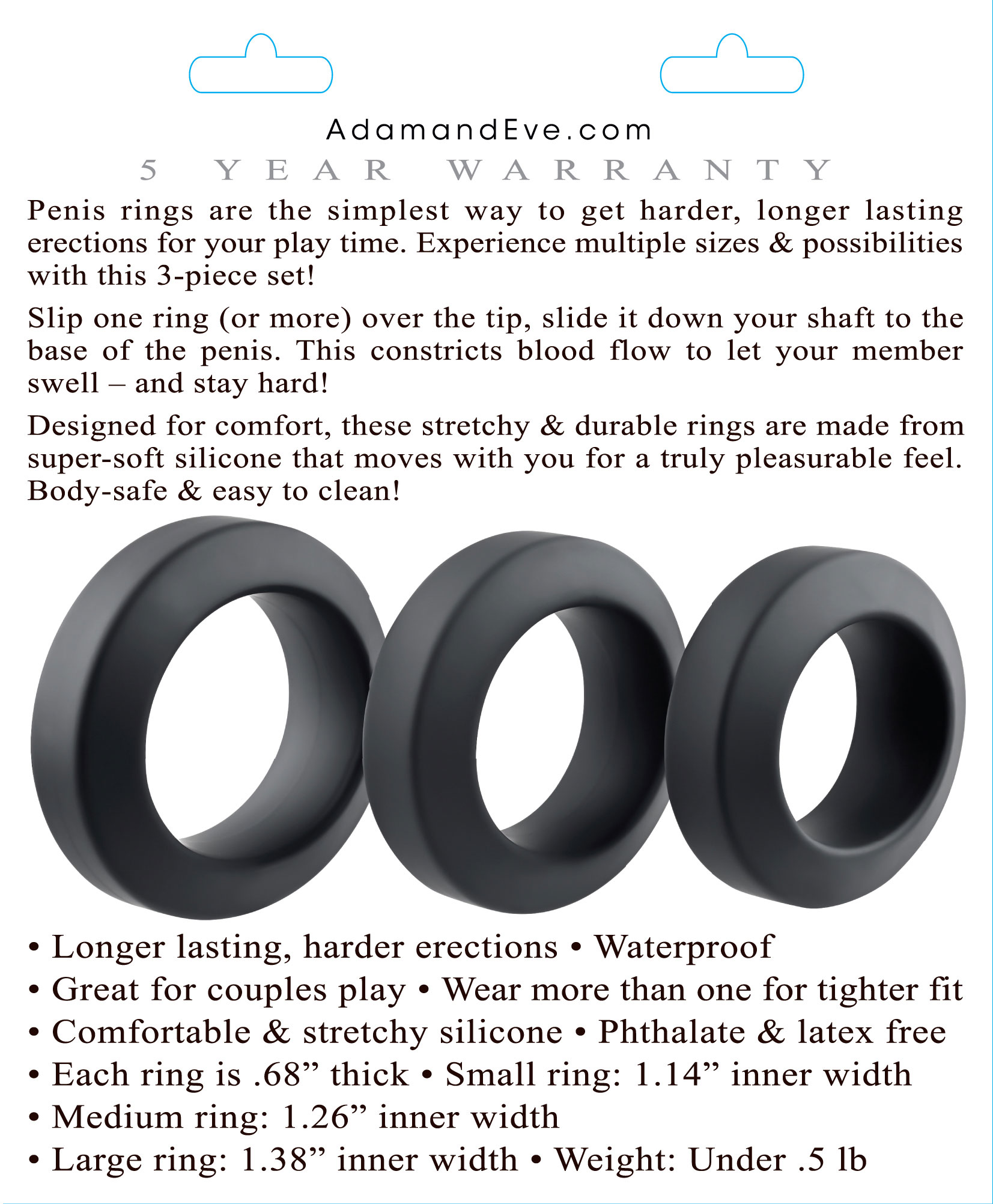 adam's 3 piece penis ring set black adam's 3 piece penis ring set black