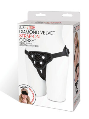 diamond velvet strap on corset black