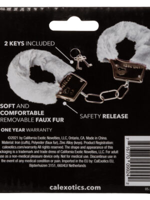 playful furry cuffs white