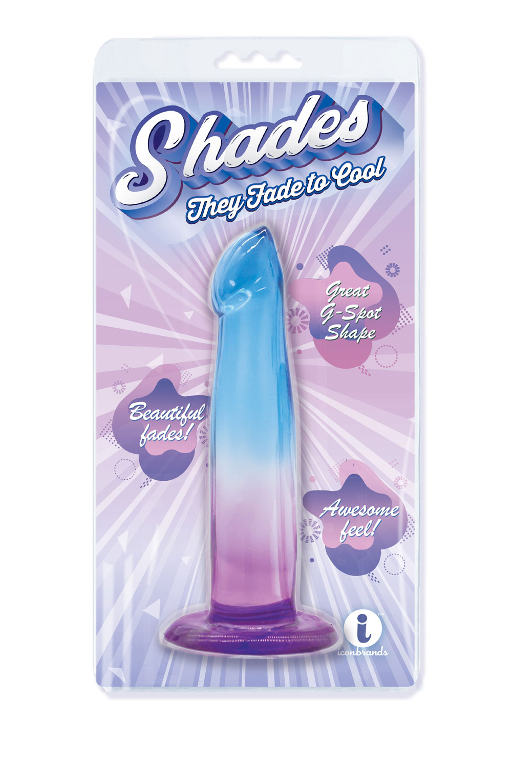 shades, 6.25" g spot jelly tpr gradient dong blue and purple