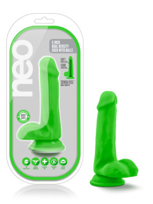 neo 6 inch dual density cock with balls neon green neo 6 inch dual density cock with balls neon green