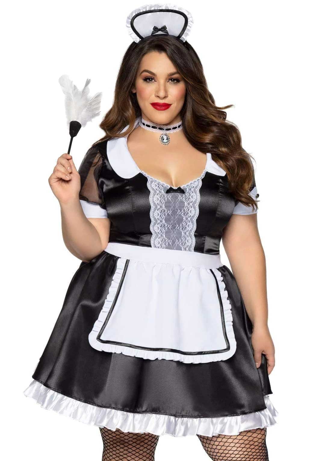 plus classic french maid costume 3x/4x black / white plus classic french maid costume 3x/4x black / white