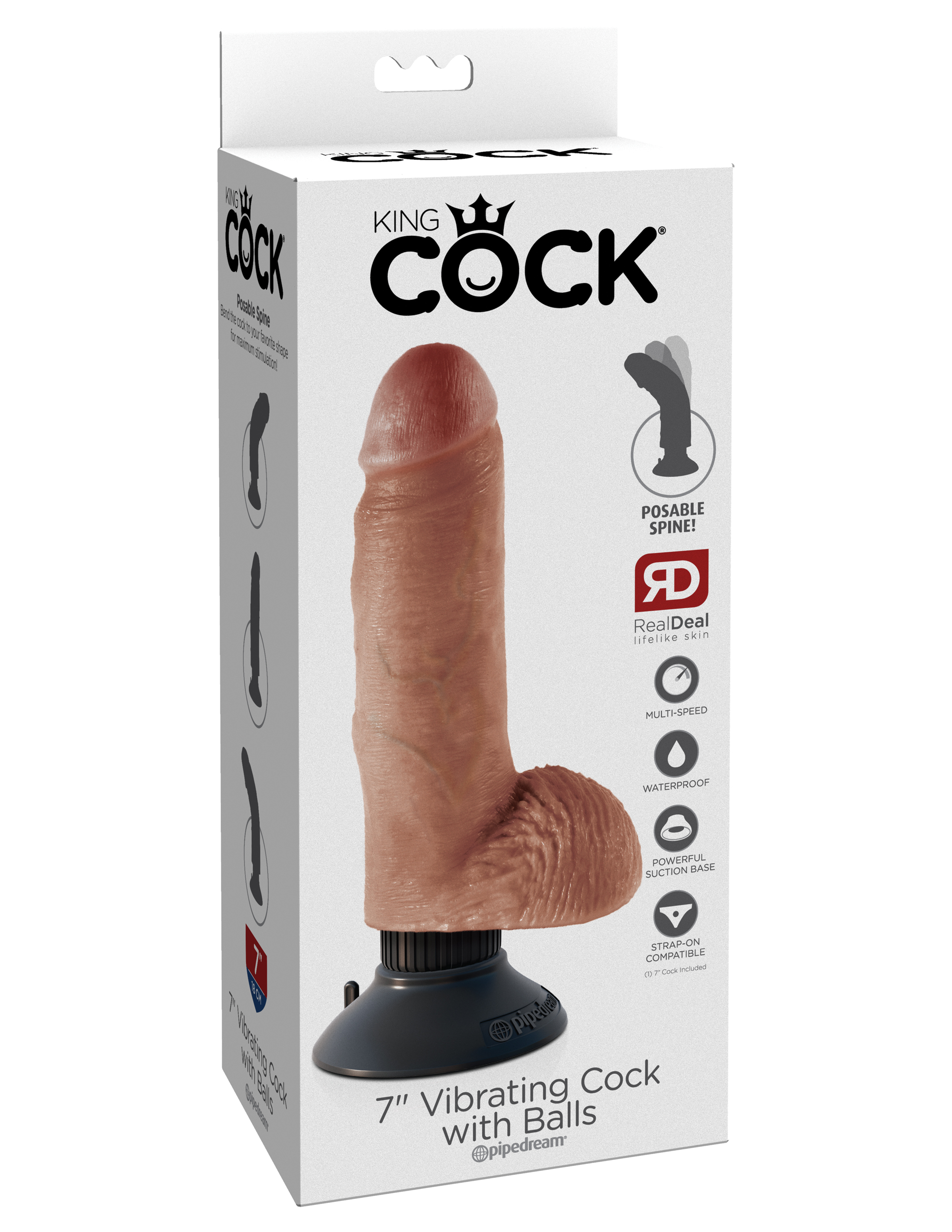 king cock 7 inch vibrating cock with balls tan
