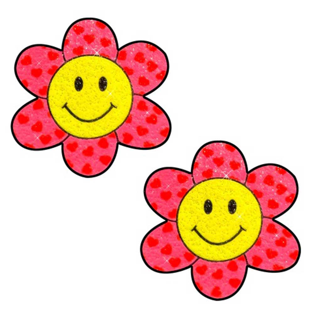 freaking awesome smiley flower power glitter nipple cover pasties