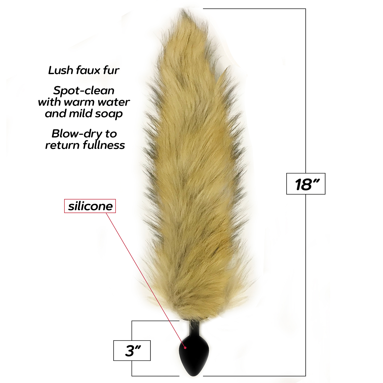 foxy fox tail silicone butt plug gold