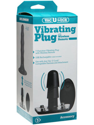 vac u lock vibrating plug with snaps & wireless remote black
