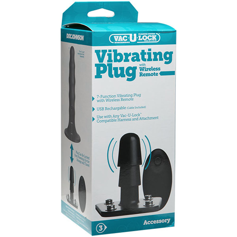 vac u lock vibrating plug with snaps & wireless remote black