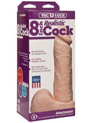 vac u lock 8 inch realistic cock white