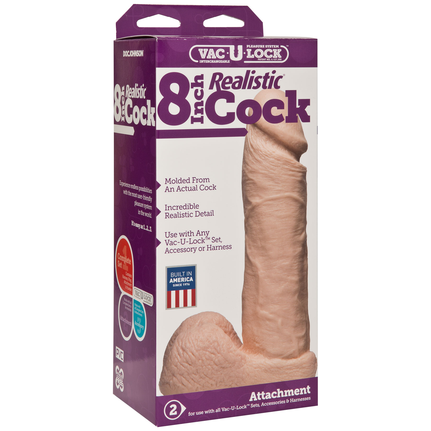vac u lock 8 inch realistic cock white