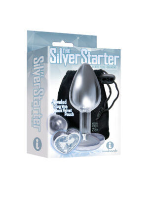 the 9's the silver starter heart bejeweled stainless steel plug diamond