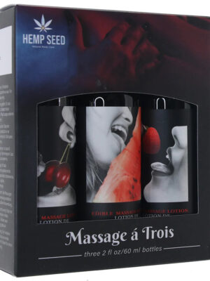 massage a trios edible massage lotion gift set box strawberry, cherry, and watermelon 2 oz