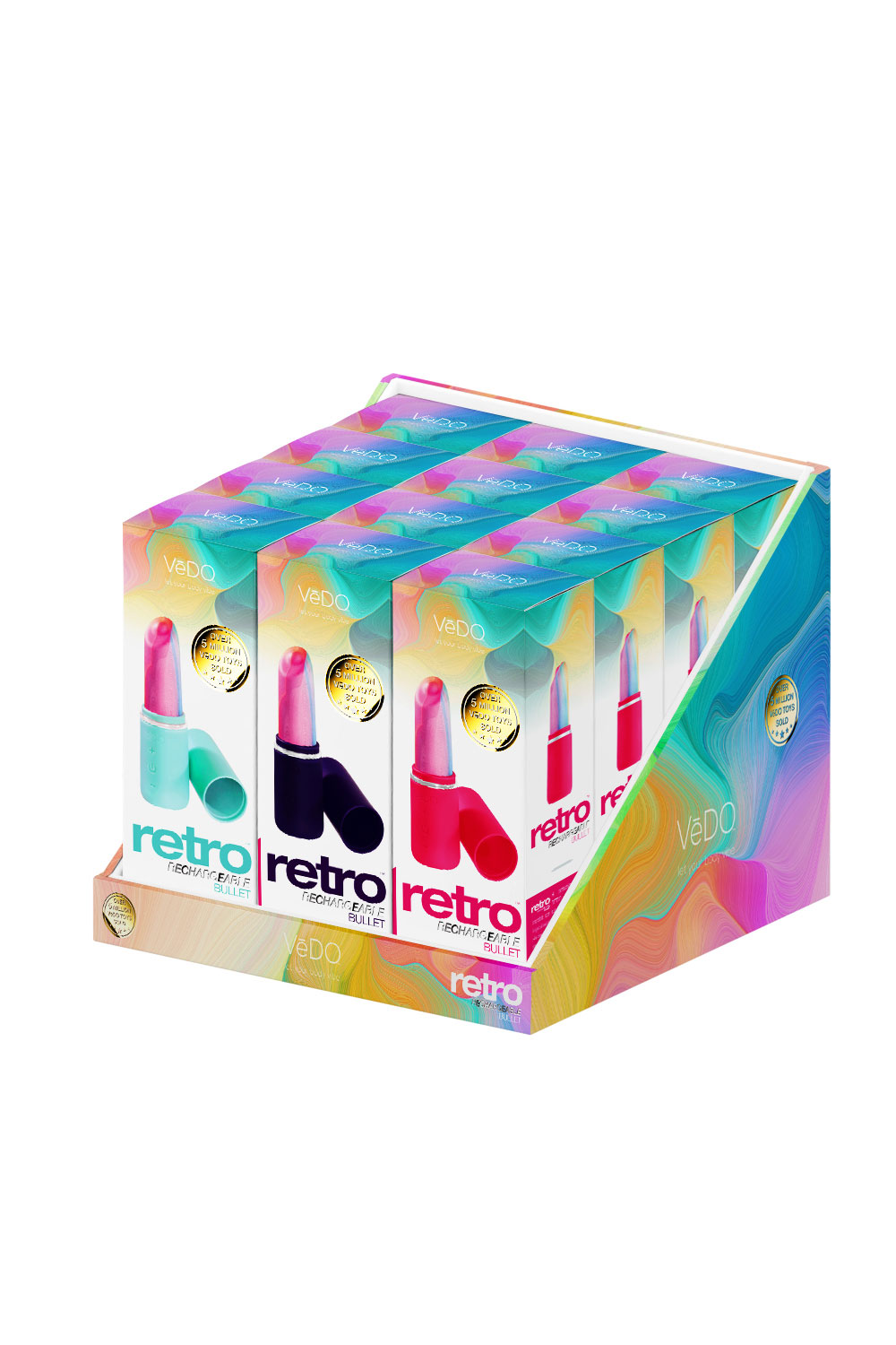 retro rechargeable bullet assort 12 pc display