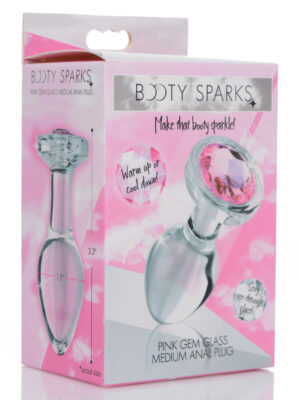 pink gem glass anal plug medium