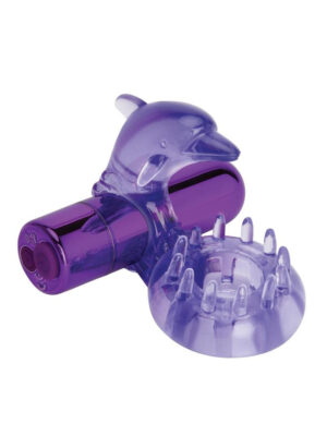 bodywand rechargeable dolphin ring with ticklers purple