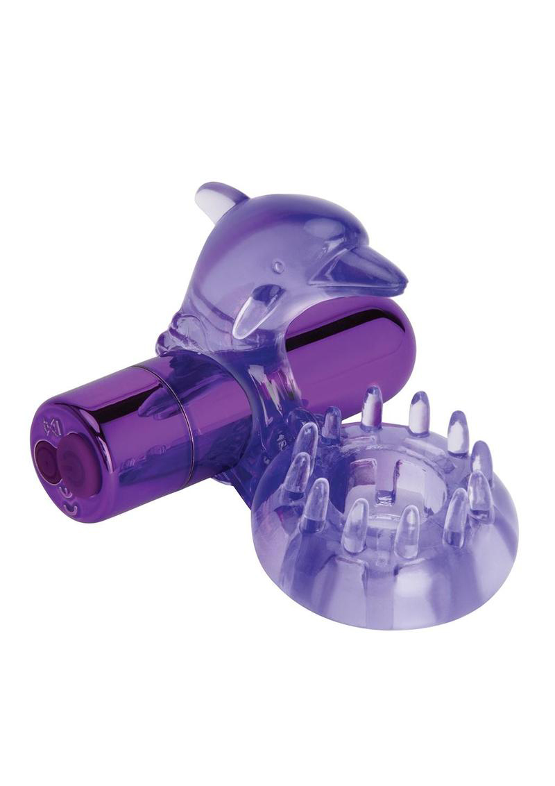 bodywand rechargeable dolphin ring with ticklers purple