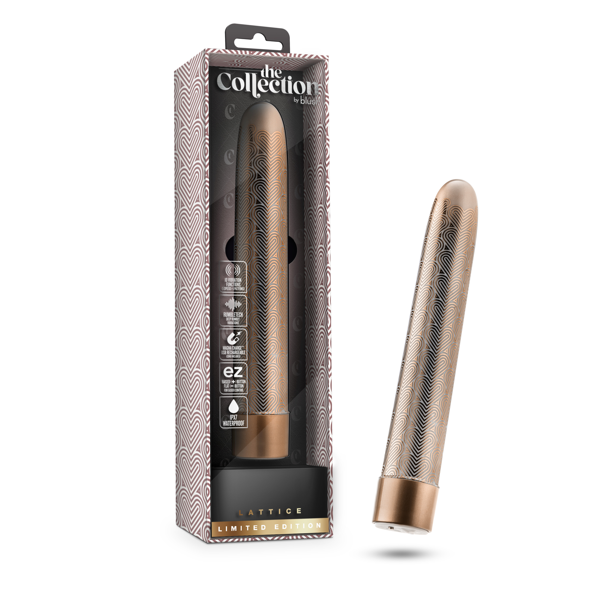 the collection lattice 7 inch rechargeable vibe rose gold