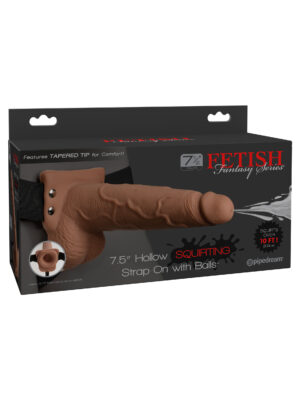 fetish fantasy series 7.5 inch hollow squirting strap on with balls fetish fantasy series 7.5 inch hollow squirting strap on with balls