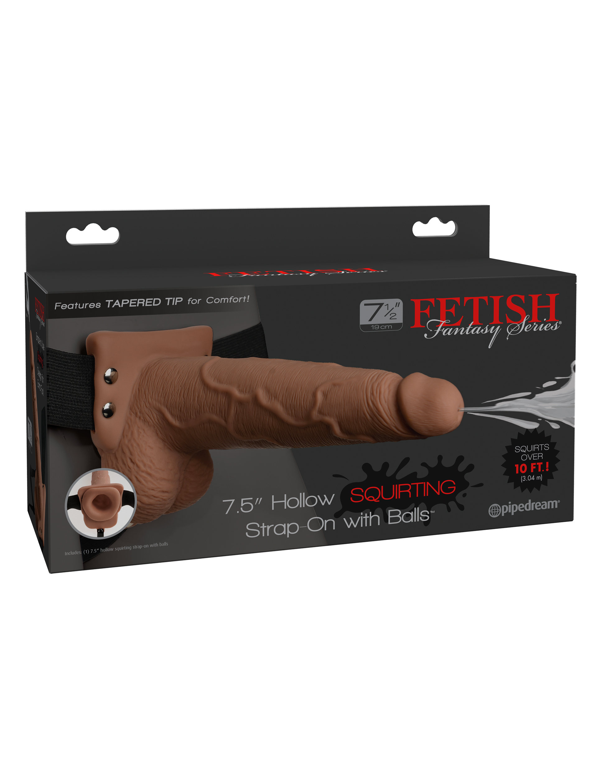 fetish fantasy series 7.5 inch hollow squirting strap on with balls fetish fantasy series 7.5 inch hollow squirting strap on with balls